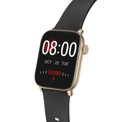 Smartwatch si bratara de Fitness idealStore iKeo+ din Aliaj Metalic, Functii MultiSport, Monitorizare Tensiune, Oxigen, Notificari Aplicatii, Monitor Somn, Pedometru, Rezistent la apa IP68, Culoare Negru Gold