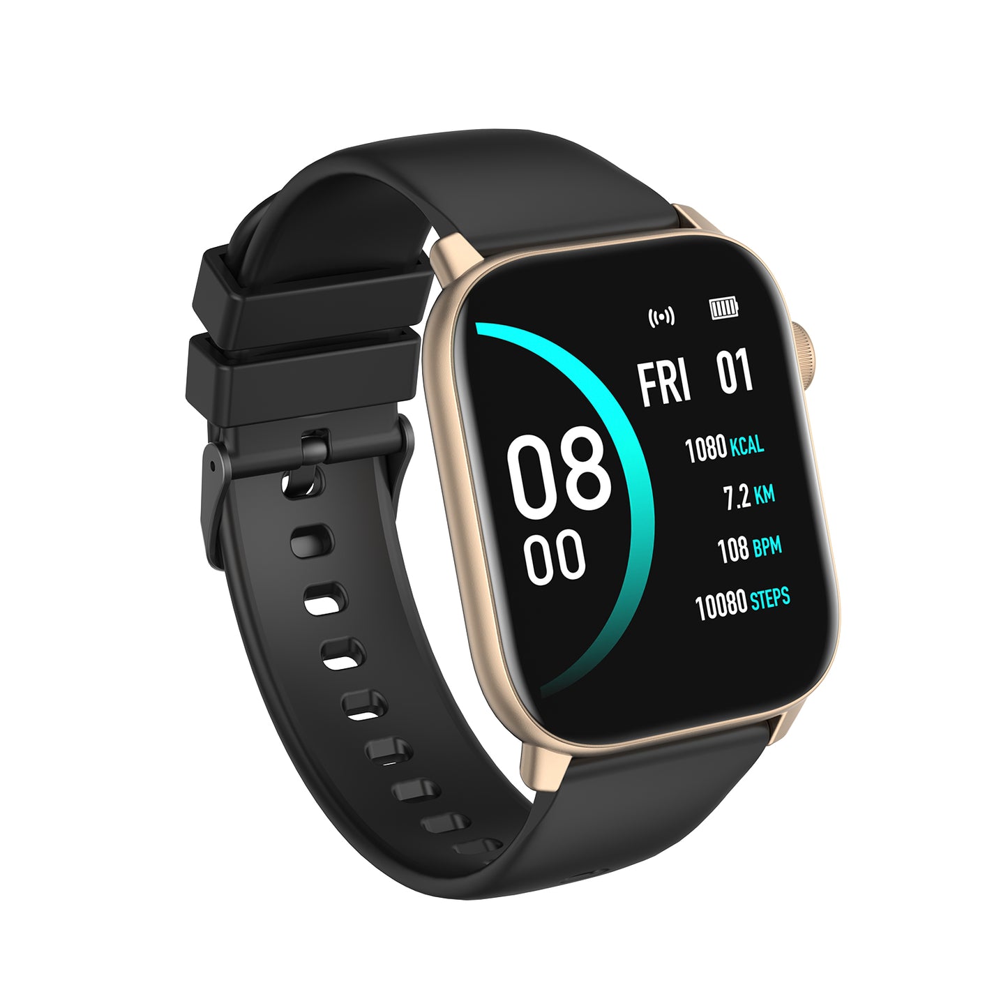 Smartwatch si bratara de Fitness idealStore iKeo+ din Aliaj Metalic, Functii MultiSport, Monitorizare Tensiune, Oxigen, Notificari Aplicatii, Monitor Somn, Pedometru, Rezistent la apa IP68, Culoare Negru Gold