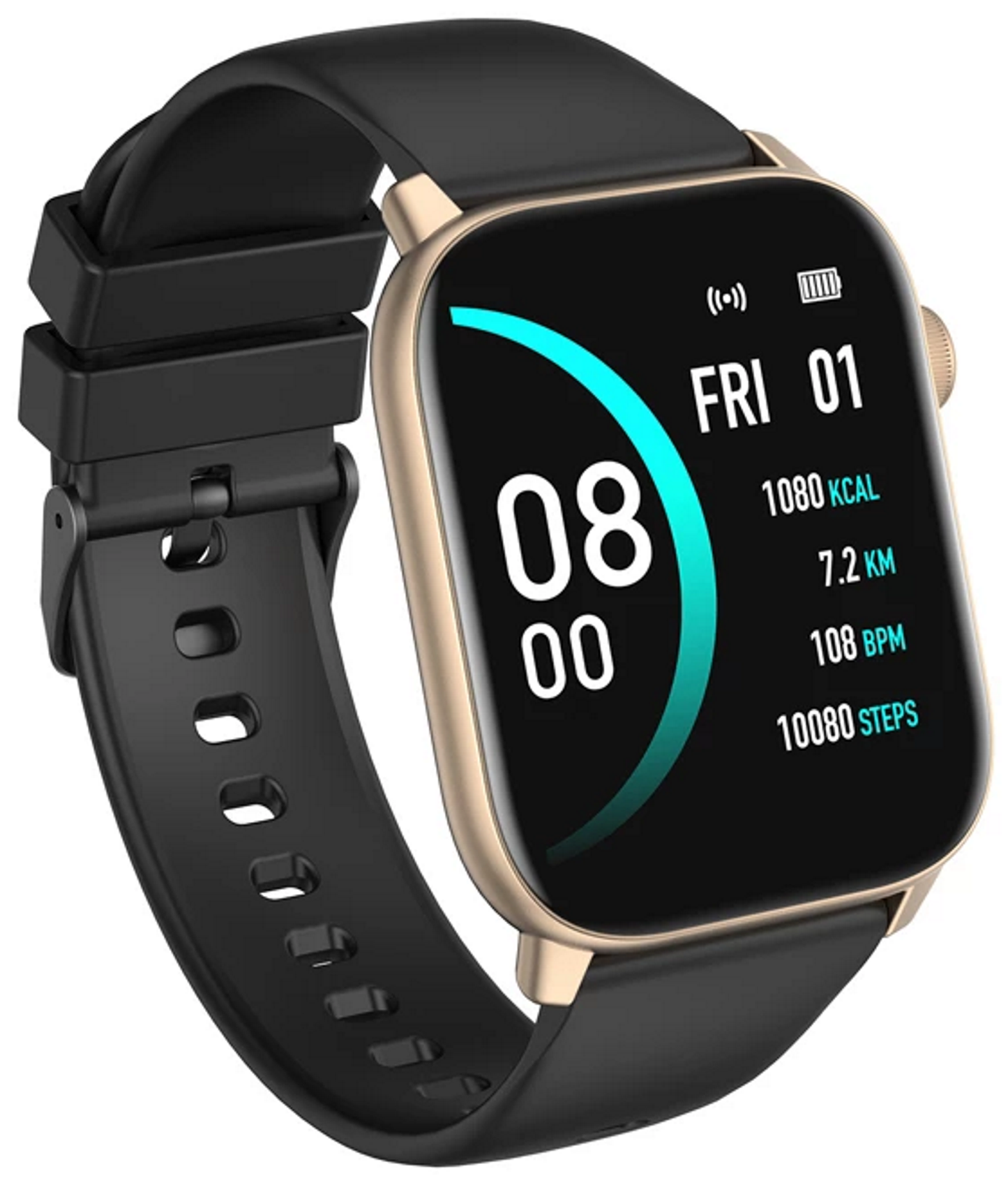 Smartwatch si bratara de Fitness idealStore iKeo+ din Aliaj Metalic, Functii MultiSport, Monitorizare Tensiune, Oxigen, Notificari Aplicatii, Monitor Somn, Pedometru, Rezistent la apa IP68, Culoare Negru Gold