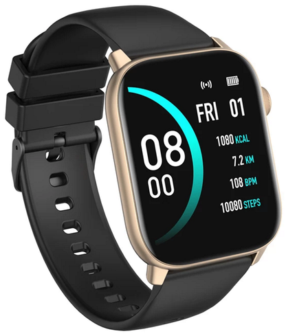 Smartwatch si bratara de Fitness idealStore iKeo+ din Aliaj Metalic, Functii MultiSport, Monitorizare Tensiune, Oxigen, Notificari Aplicatii, Monitor Somn, Pedometru, Rezistent la apa IP68, Culoare Negru Gold