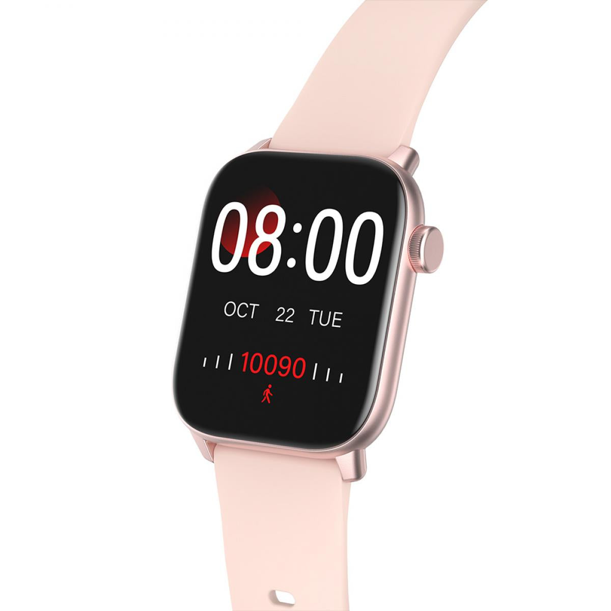 Smartwatch si bratara de Fitness idealStore iKeo+ din Aliaj Metalic, Functii MultiSport, Monitorizare Tensiune, Oxigen, Notificari Aplicatii, Monitor Somn, Pedometru, Rezistent la apa IP68, Culoare Roz