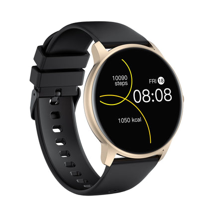 Ceas SmartWatch idealStore Keop77, Monitorizare Sport si Sanatate, Pedometru, Rezistent la Apa, Ecran Curbat, Ultra Subtire, Brata Silicon, Gold