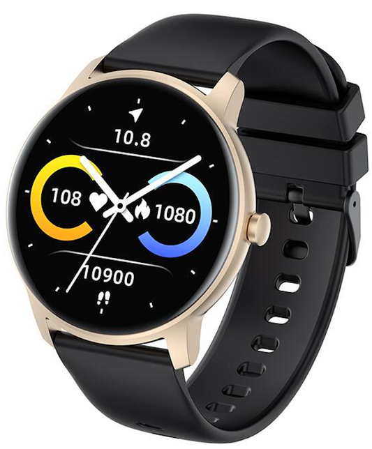 Ceas SmartWatch idealStore Keop77, Monitorizare Sport si Sanatate, Pedometru, Rezistent la Apa, Ecran Curbat, Ultra Subtire, Brata Silicon, Gold