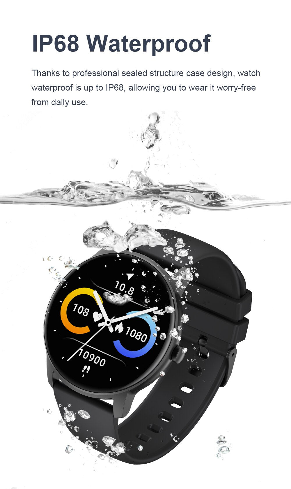 Ceas SmartWatch idealStore Keop77, Monitorizare activitati Sportive si Sanatate, Pedometru, Rezistent la Apa, Ecran Curbat, Ultra Subtire, Brata Silicon, Negru