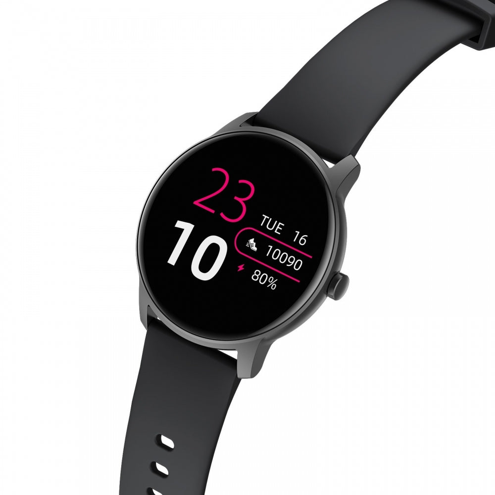 Ceas SmartWatch idealStore Keop77, Monitorizare activitati Sportive si Sanatate, Pedometru, Rezistent la Apa, Ecran Curbat, Ultra Subtire, Brata Silicon, Negru