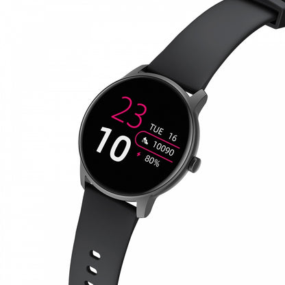 Ceas SmartWatch idealStore Keop77, Monitorizare activitati Sportive si Sanatate, Pedometru, Rezistent la Apa, Ecran Curbat, Ultra Subtire, Brata Silicon, Negru