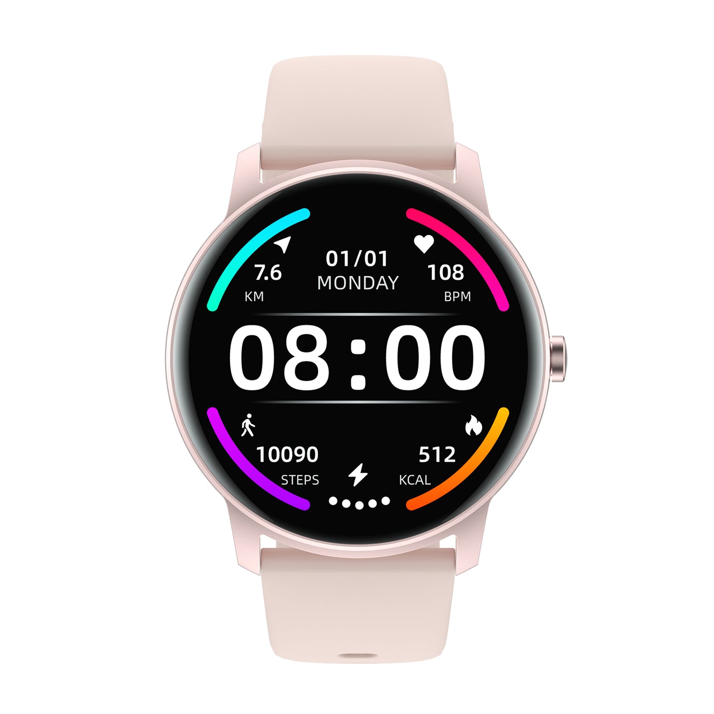 Ceas SmartWatch idealStore Keop77, Monitorizare Sport si Sanatate, Pedometru, Rezistent la Apa, Ecran Curbat, Ultra Subtire, Brata Silicon, Roz