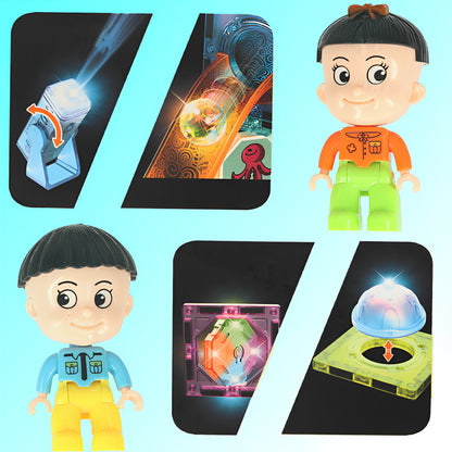 Set de constructie Magnetic Light 3D IdealStore, Contine 202 piese magnetice luminoase, Stimuleaza Imaginatia si Creativitatea, Distractie garantata in familie, Magneti Neodim, Multicolor