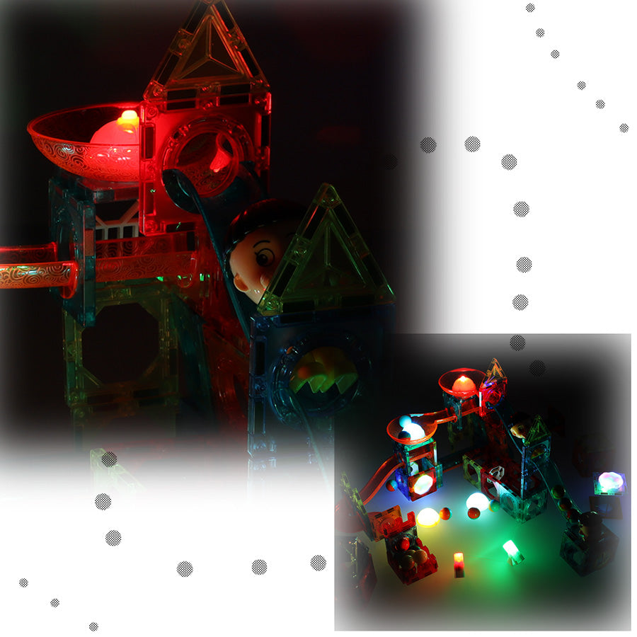 Set de constructie Magnetic Light 3D IdealStore, Contine 202 piese magnetice luminoase, Stimuleaza Imaginatia si Creativitatea, Distractie garantata in familie, Magneti Neodim, Multicolor