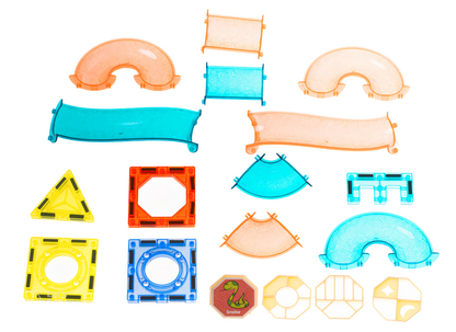 Set constructie Perfect Skills Kids IdealStore, Blocuri magnetice luminoase, Dimensiune pachet 31 X 25 X 8cm, Contine 72 elemente, 20autocolante, 62blocuri patrate, Dezvolta precizia degetelor, Multicolor