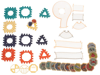 Set de Constructie cu 110 Piese, Educativ si Creativ, 'LikeSmart Marble Blocks', Forme diferite, Tobogane si Tuneluri