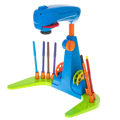 Proiector imagini de desenat cu lampa led, 32 de modele proiectate, 12 carioci, caiet si plansa de desenat