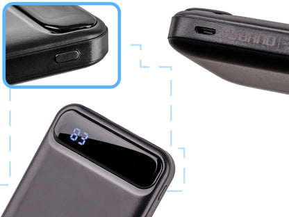 Baterie Externa idealStore PowerBank 10000 maH, 2 iesiri USB cu incarcare Rapida, Tensiune Iesire 5V-2A, Ecran LED, Incarcare in 5 ore, Culoare Negru