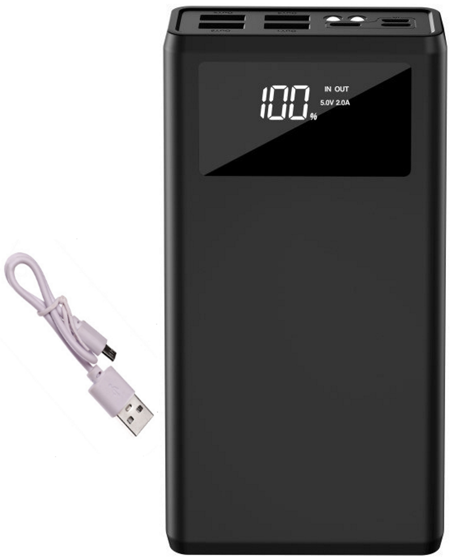 Baterie Externa idealStore PowerBank 30000 maH, 4 iesiri USB, 2 x usb cu Incarcare Rapida, Tensiune Iesire 5V-2A, Ecran LED, Functie de Lanterna, Incarcare in 10 ore