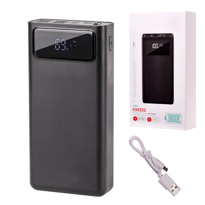 Baterie Externa idealStore PowerBank 30000 maH, 4 iesiri USB, 2 x usb cu Incarcare Rapida, Tensiune Iesire 5V-2A, Ecran LED, Functie de Lanterna, Incarcare in 10 ore
