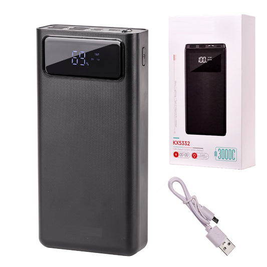 Baterie Externa idealStore PowerBank 30000 maH, 4 iesiri USB, 2 x usb cu Incarcare Rapida, Tensiune Iesire 5V-2A, Ecran LED, Functie de Lanterna, Incarcare in 10 ore
