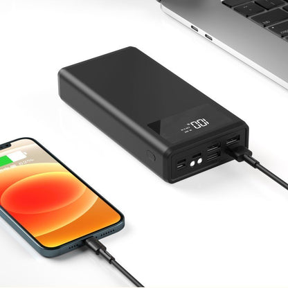 Baterie Externa idealStore PowerBank 30000 maH, 4 iesiri USB, 2 x usb cu Incarcare Rapida, Tensiune Iesire 5V-2A, Ecran LED, Functie de Lanterna, Incarcare in 10 ore