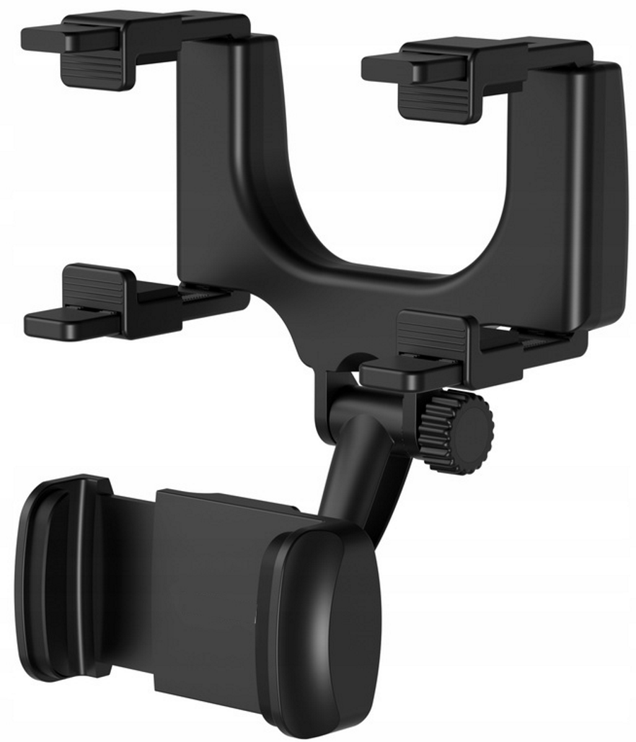 Suport telefon idealStore, cu prindere pe Oglinda Retrovizoare, Brate Reglabile, Rotire 360 , Ajustare pe Orizontala sau Verticala, Latime maxima 9 cm