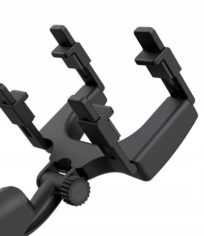 Suport telefon idealStore, cu prindere pe Oglinda Retrovizoare, Brate Reglabile, Rotire 360 , Ajustare pe Orizontala sau Verticala, Latime maxima 9 cm