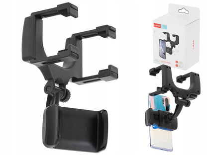 Suport telefon idealStore, cu prindere pe Oglinda Retrovizoare, Brate Reglabile, Rotire 360 , Ajustare pe Orizontala sau Verticala, Latime maxima 9 cm