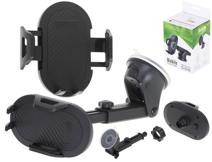 Suport pentru Telefon sau Navigatie idealStore XprofiSupp, Rotativ, Adancime Reglabila, Latime Ajustabila, latime maxima 8,7 cm, culoare Negru