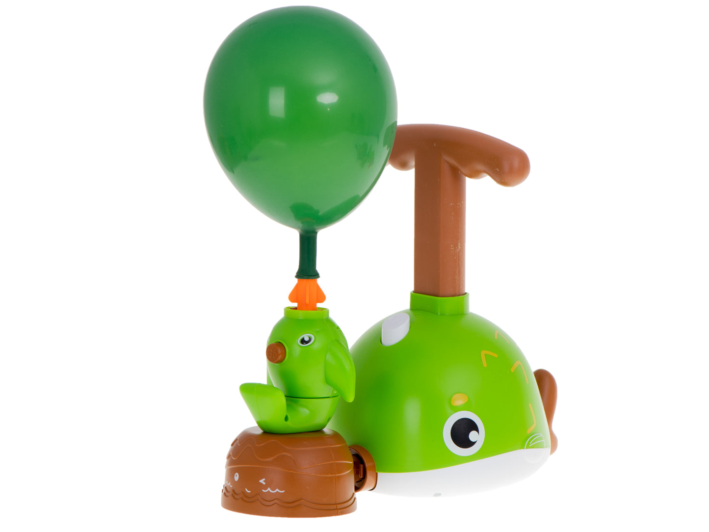 Lansator Aerodinamic de Baloane Puffer idealSTORE, Dimensiuni 18 x 13 x 22 cm, Include 2 Masini-Racheta, 12 Baloane Colorate, Fluier Zburator, Omida, Stea de Mare, Stimuleaza Imaginatia si Dezvoltarea Coordonarii Ochi-Mana