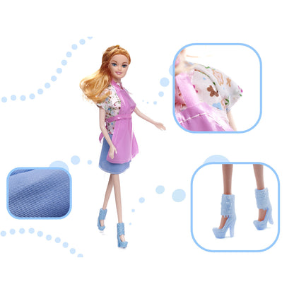 Set papusa + mobilier de bucatarie, 3m+, Roz