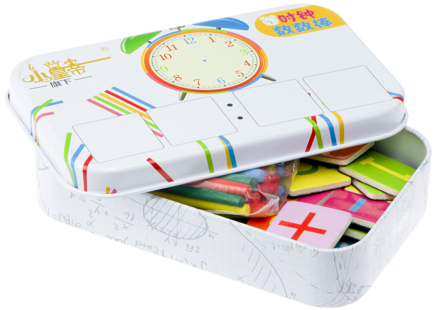 Jucarie educationala idealStore Learn the Clock, Invata Orele si Minutele, Ceas Analogic, Cartoane cu Magnet, Cutie de Depozitare