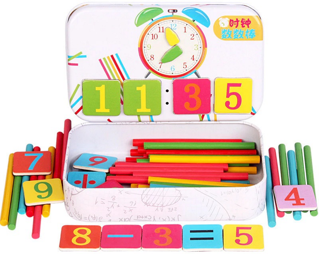 Jucarie educationala idealStore Learn the Clock, Invata Orele si Minutele, Ceas Analogic, Cartoane cu Magnet, Cutie de Depozitare
