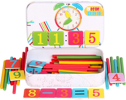 Jucarie educationala idealStore Learn the Clock, Invata Orele si Minutele, Ceas Analogic, Cartoane cu Magnet, Cutie de Depozitare