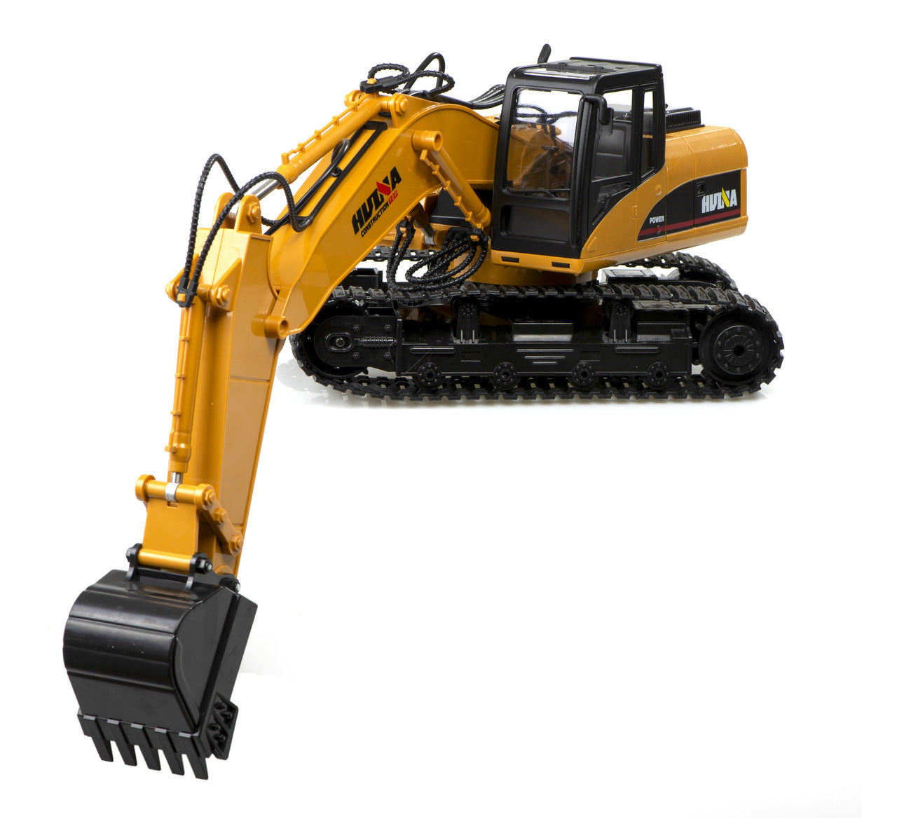 Excavator cu Telecomanda Power King idealSTORE, 46 x 24 x 17 cm, Cabina Rotativa cu lumini LED, Efect Sonor, Senile de Cauciuc, Elemente Metalice, 15 Canale pentru Control, 2,4 GHz, Incarcare USB, Dezvolta Abilitati Manuale, Agilitate si Viclenie
