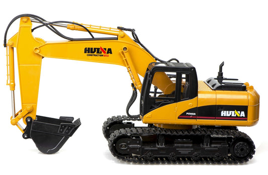 Excavator cu Telecomanda Power King idealSTORE, 46 x 24 x 17 cm, Cabina Rotativa cu lumini LED, Efect Sonor, Senile de Cauciuc, Elemente Metalice, 15 Canale pentru Control, 2,4 GHz, Incarcare USB, Dezvolta Abilitati Manuale, Agilitate si Viclenie