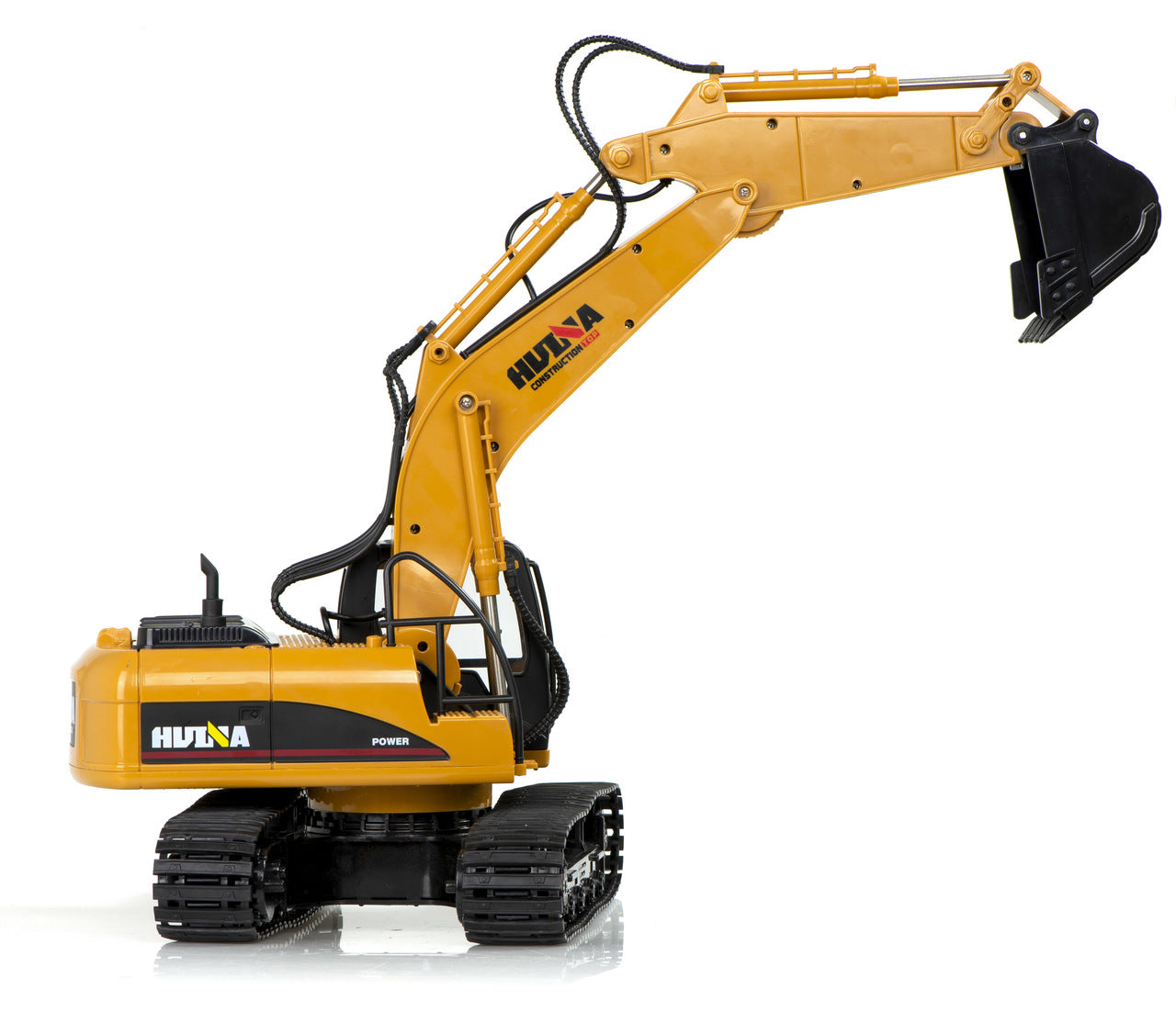 Excavator cu Telecomanda Power King idealSTORE, 46 x 24 x 17 cm, Cabina Rotativa cu lumini LED, Efect Sonor, Senile de Cauciuc, Elemente Metalice, 15 Canale pentru Control, 2,4 GHz, Incarcare USB, Dezvolta Abilitati Manuale, Agilitate si Viclenie
