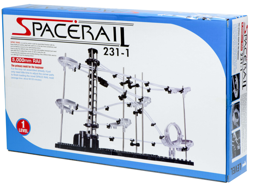 Set de Constructie Ball RollerCoaster 3D idealSTORE, Dimensiuni 64 x 18 x 36cm, Structura Metalica, Include 2 Bile de Otel, Sporeste divertismentul creativ si provocarile mentale, Level 1