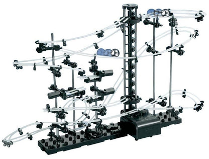 Set de Constructie Ball RollerCoaster 3D idealSTORE, Dimensiuni 60 x 18 x 36cm, Structura Metalica, Include 2 Bile de Otel, Sporeste divertismentul creativ si provocarile mentale, Level 2
