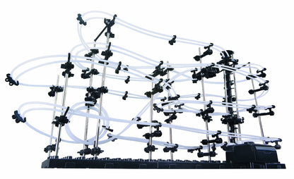 Set de Constructie Ball RollerCoaster 3D idealSTORE, Dimensiuni 71 x 20 x 36cm, Structura Metalica, Include 3 Bile de Otel, Sporeste divertismentul creativ si provocarile mentale, Level 3