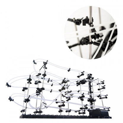 Set de Constructie Ball RollerCoaster 3D idealSTORE, Dimensiuni 71 x 20 x 36cm, Structura Metalica, Include 3 Bile de Otel, Sporeste divertismentul creativ si provocarile mentale, Level 3