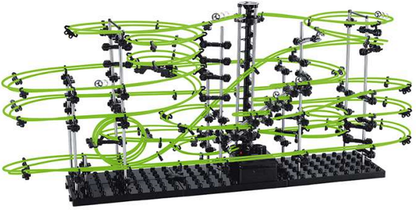 Set de Constructie Ball RollerCoaster 3D idealSTORE, Dimensiuni 72 x 34 x 36cm, Structura Metalica, Include 4 Bile de Otel, Sporeste divertismentul creativ si provocarile mentale, Level 4