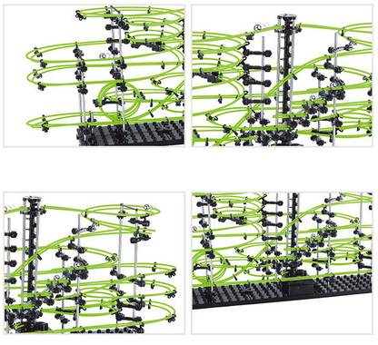 Set de Constructie Ball RollerCoaster 3D idealSTORE, Dimensiuni 72 x 34 x 36cm, Structura Metalica, Include 4 Bile de Otel, Sporeste divertismentul creativ si provocarile mentale, Level 4