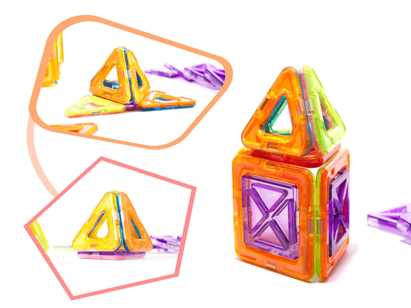 Set Inteligent de constructie Magical Magnet IdealStore, Include 20 de Piese Multicolore, Educativ- Creativ, Posibilitatea de forme nelimitate, Stimularea imaginatiei si a creativitatii, Magneti Neodim