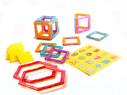 Set Inteligent de Constructie Super Play Magnetik IdealStore,39 de Piese Magnetice, Multicolor, Modele si Forme Nelimitate de Construit, Educativ- Creativ, Maganeti Neodim, Incurajeaza Gandirea Creativa