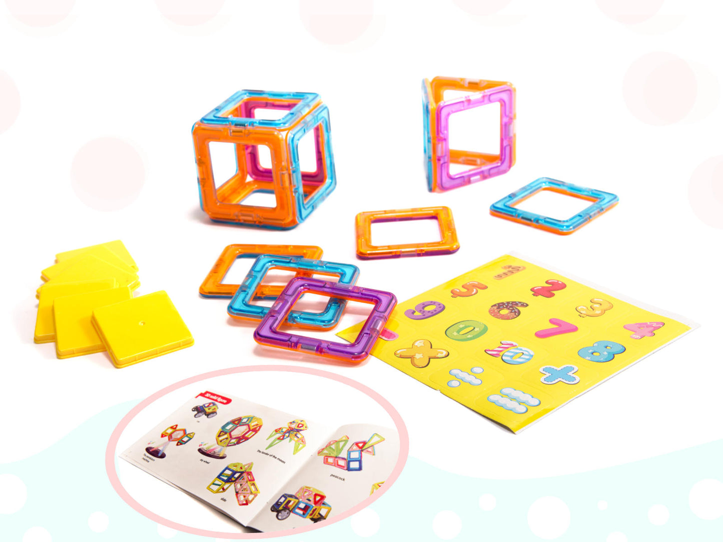 Set Inteligent de Constructie Super Play Magnetik IdealStore,39 de Piese Magnetice, Multicolor, Modele si Forme Nelimitate de Construit, Educativ- Creativ, Maganeti Neodim, Incurajeaza Gandirea Creativa