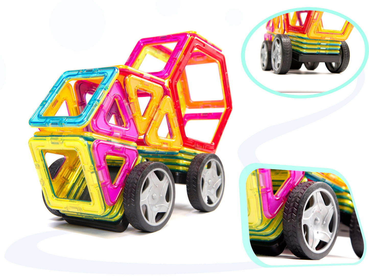 Set Inteligent de Constructie Super Play Magnet IdealStore, Include 40 de Piese Magnetice Multicolore, Modele si Forme Nelimitate de Construit, Educativ- Creativ, Maganeti Neodim, Incurajeaza Gandirea Creativa