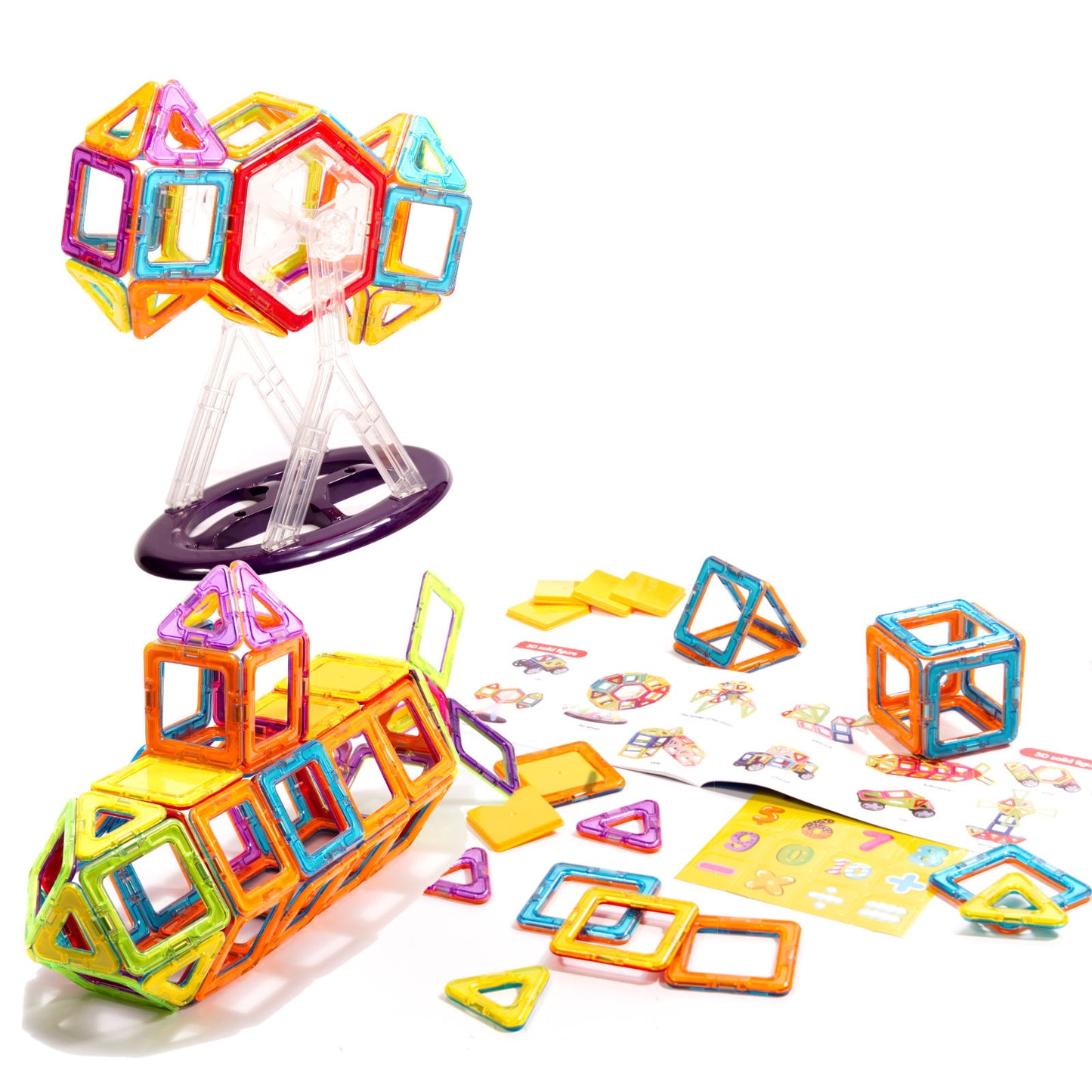 Set Inteligent de Constructie RUN Magnets 3D idealStore, 51 Elemente Magnetice, Multicolore, Magneti Puternici, Educativ, Creativ, Stimuleaza Imaginatia, Gandirea Creativa, Posibilitatea de a creea Nelimitate Forme