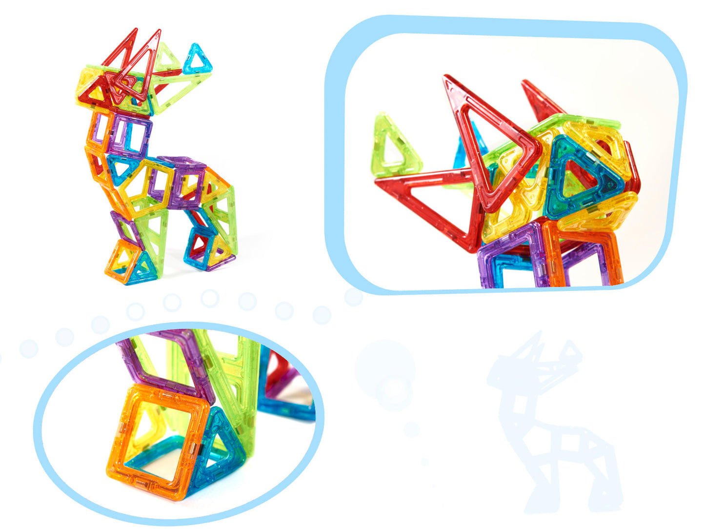 Set Inteligent de Constructie Mini Magical Magnet idealSTORE Include 158 de Piese Magnetice Multicolore, Modele si Forme Nelimitate de Construit, Educativ- Creativ, Maganeti Neodim, Incurajeaza Gandirea Creativa