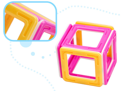Set de constructie Magnetic Magical Blocks IdealStore, 67 piese, 3D, multicolore, Stimuleaza Imaginatia si Creativitatea, Distractie garantata in familie, Magneti Neodim