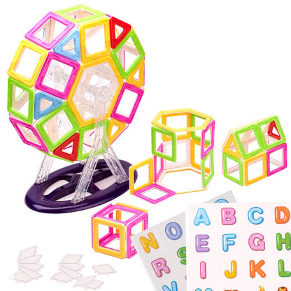 Set de constructie Magnetic Magical Blocks IdealStore, 67 piese, 3D, multicolore, Stimuleaza Imaginatia si Creativitatea, Distractie garantata in familie, Magneti Neodim