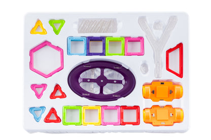 Set de constructie Magnetic Magical Blocks IdealStore, 67 piese, 3D, multicolore, Stimuleaza Imaginatia si Creativitatea, Distractie garantata in familie, Magneti Neodim