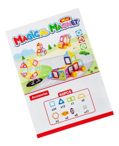 Set de constructie Magnetic Magical Blocks IdealStore, 67 piese, 3D, multicolore, Stimuleaza Imaginatia si Creativitatea, Distractie garantata in familie, Magneti Neodim