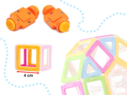 Set de constructie Educative Magnetic 3D IdealStore, Include 68 piese multicolore Stimuleaza imaginatia si creativitatea, Distractie garantata in familie, Magneti Neodim